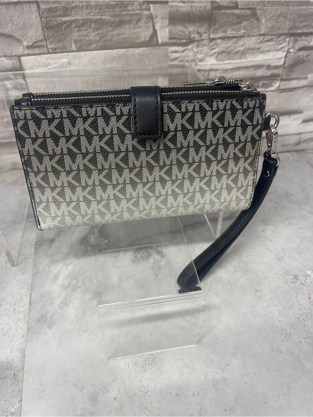 Michael Kors Sheila Medium Signature Logo Satchel & Matching Wallet Black Ombre - Picture 10 of 12